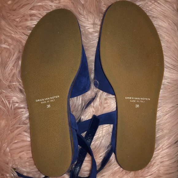 Dries Van Noten SS 2015 Blue Suede Sandals - Picture 2 of 2